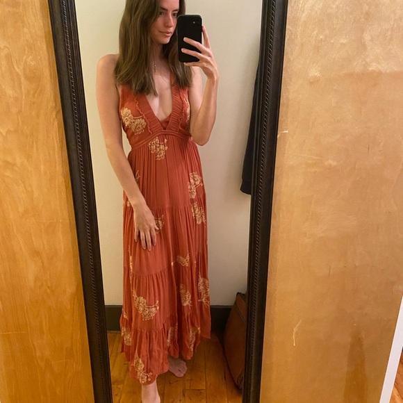 Free People Floral Embroidery Maxi Dress Size XS - Picture 3 of 4